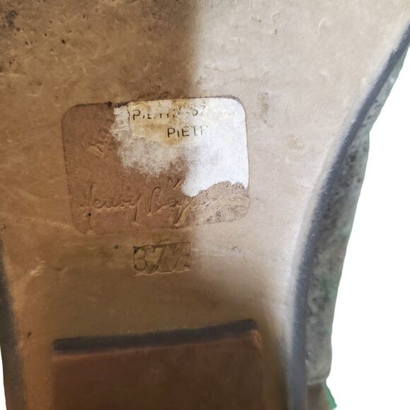 Henry Beguelin Embossed Leather Open Toe Ankle Booties Sandal Gray Sz 37.5/7-7.5 - Picture 8 of 9